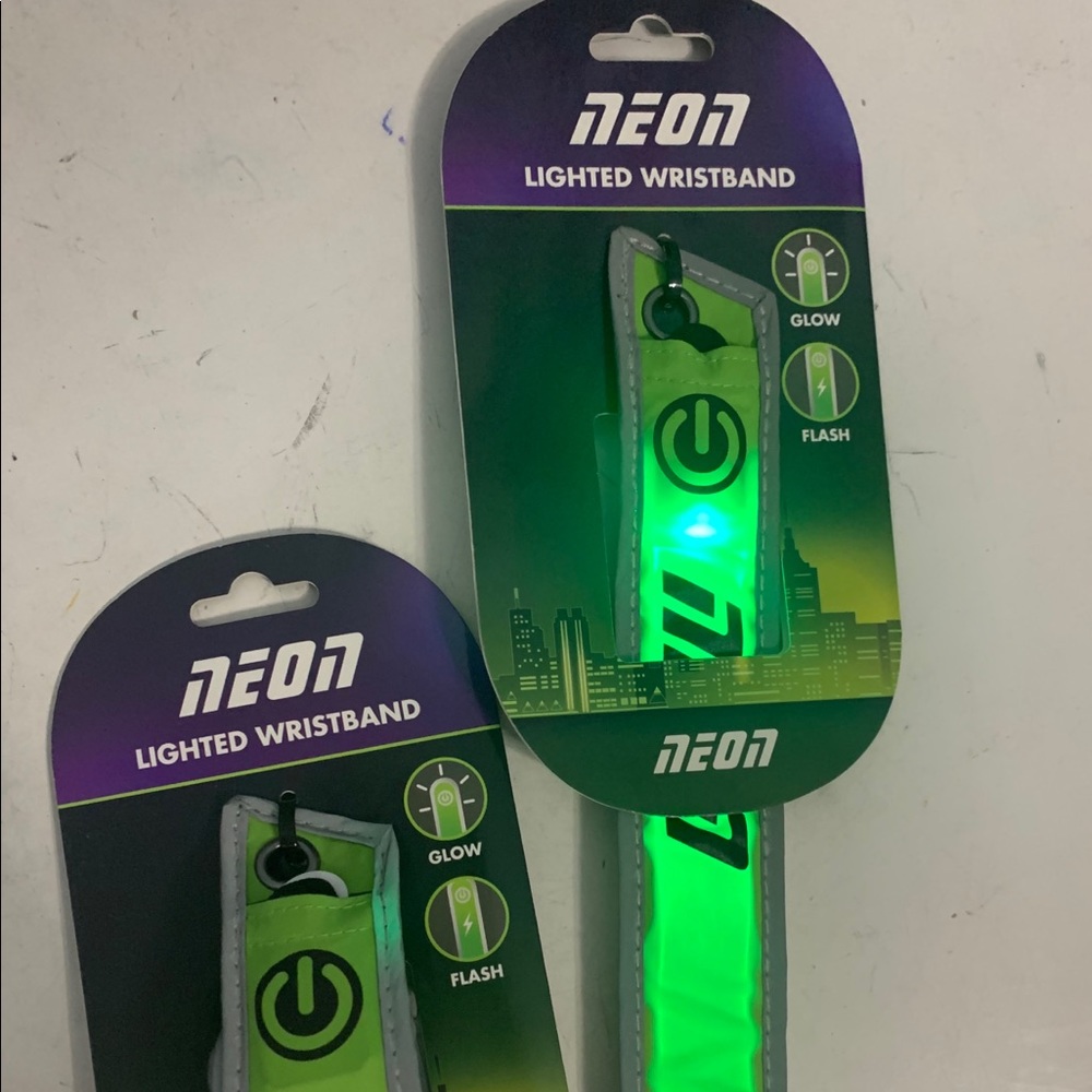 New green lighted neon wristbands
